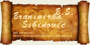 Branimirka Sibinović vizit kartica